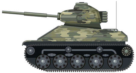 Military battle tank on white background illustrationのイラスト素材