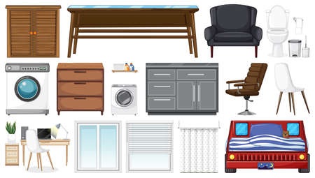 House appliances on white background illustrationのイラスト素材