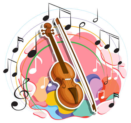 Violin with music melody symbols illustrationのイラスト素材
