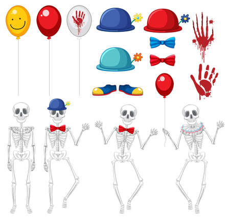 Set of halloween ghost objects illustrationのイラスト素材