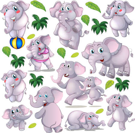 Cute animals cartoon set on white background illustrationのイラスト素材