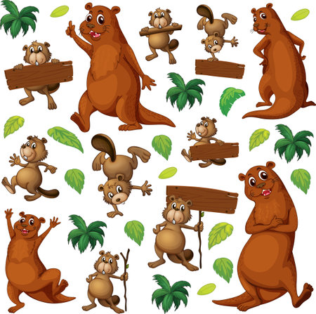 Cute animals cartoon set on white background illustrationのイラスト素材