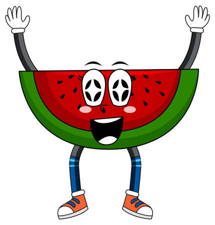 Watermelon with arms and legs illustrationのイラスト素材