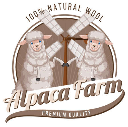 Alpaca farm logo for wool products illustrationのイラスト素材