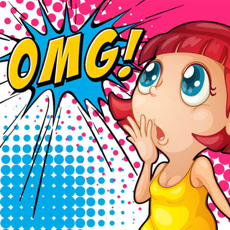 Abbreviation and facial expression retro comic banner design illustrationのイラスト素材