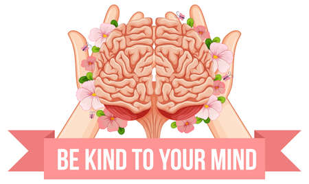 Poster design with word be kind to your mind illustrationのイラスト素材