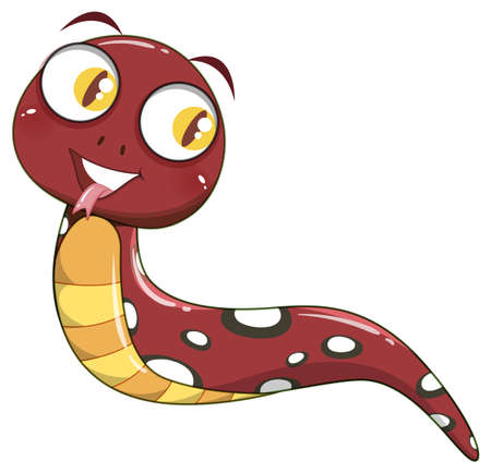 Cute brown snake in cartoon style illustrationのイラスト素材