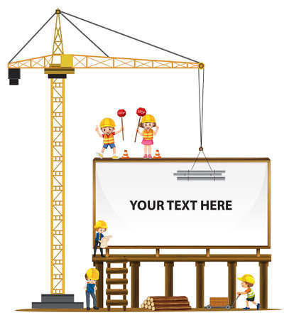 Empty board with construction site theme illustrationのイラスト素材