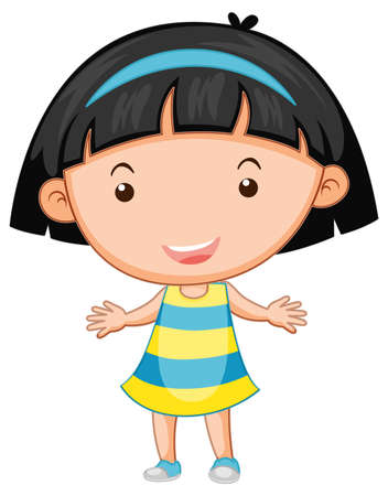 Cute girl cartoon character on white background illustrationのイラスト素材
