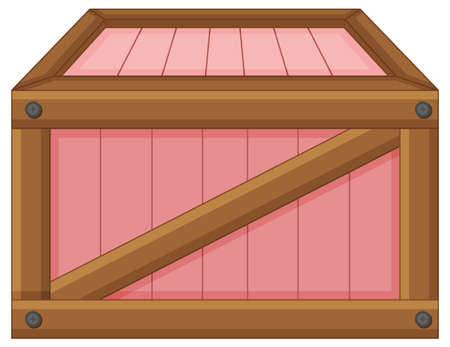 Wooden crate on white background illustrationのイラスト素材