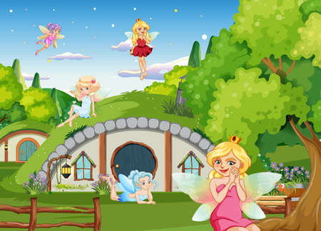 Fairies at fantasy land  illustrationのイラスト素材