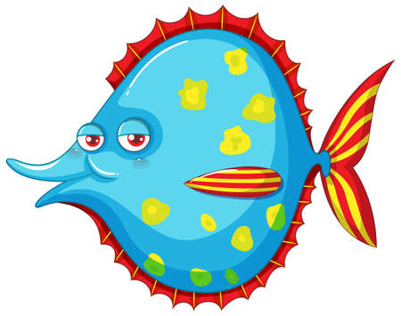 A cute halibut fish on white background illustrationのイラスト素材
