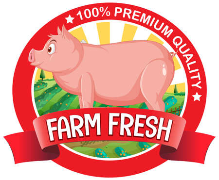 Pig farm fresh logo for pork products illustrationのイラスト素材