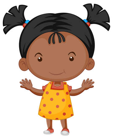 Cartoon little girl with big head illustrationのイラスト素材