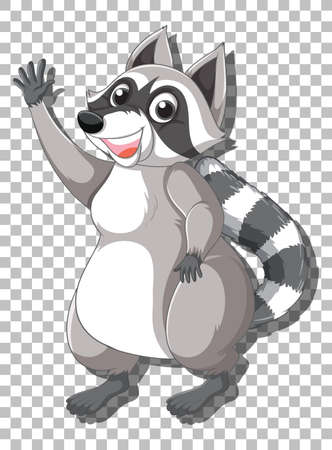 Raccoon raising hand cartoon character illustrationのイラスト素材