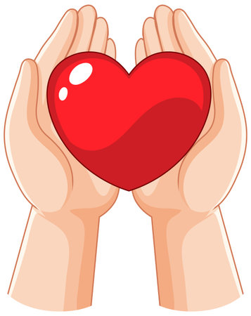 Human hands holding heart illustrationのイラスト素材