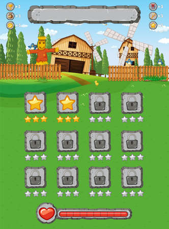 Game template rural farm background illustrationのイラスト素材