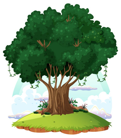 Big tree isolated cartoon illustrationのイラスト素材
