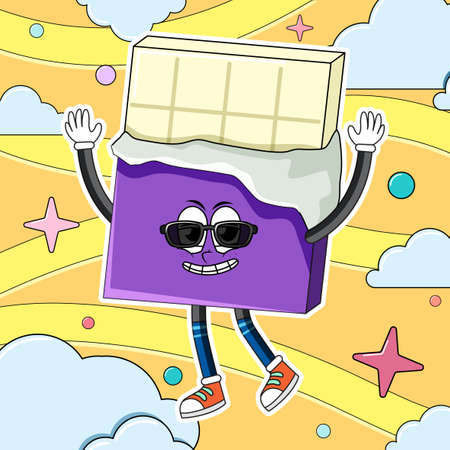 Funny white chocolate bar character banner illustrationのイラスト素材