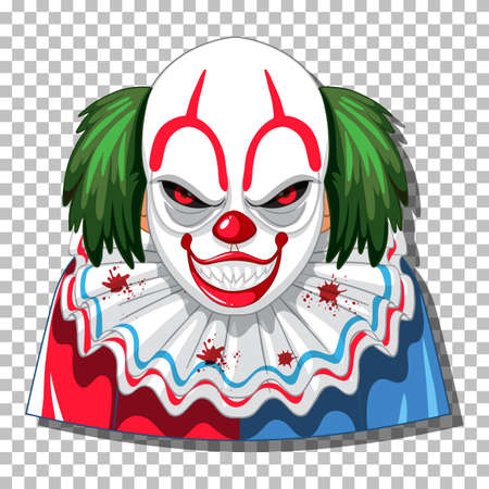 Scary clown head on grid background illustrationのイラスト素材