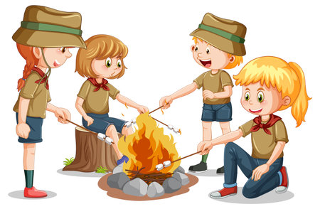 Set of different scout kids illustrationのイラスト素材
