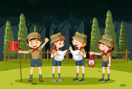 School playground with kids bullying cartoon concept illustrationのイラスト素材