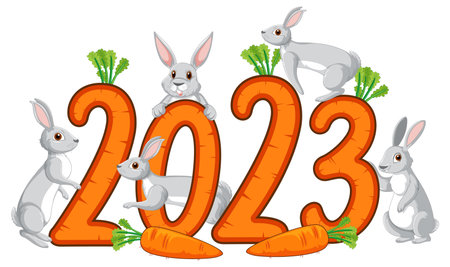 Cute brown rabbit cartoon character illustrationのイラスト素材