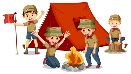 Children using technology devices at home illustrationのイラスト素材
