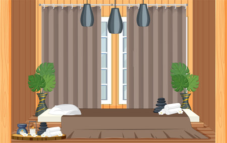 Interior Spa Room Scene illustrationのイラスト素材