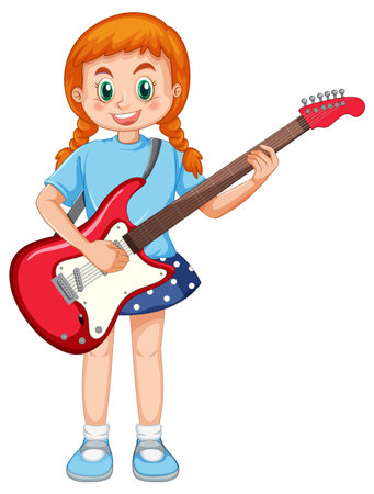 Girl playing electric guitar vector illustrationのイラスト素材