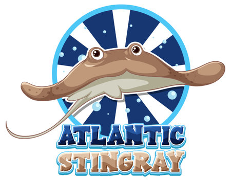 Atlantic stingray logo with carton character illustrationのイラスト素材