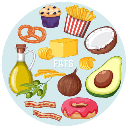 Variety of fat foods illustrationのイラスト素材