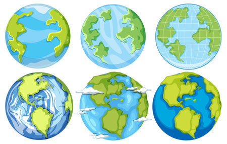 Set of earth globes isolated illustrationのイラスト素材