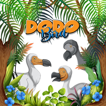 Dodo bird extinction animal cartoon character illustrationのイラスト素材