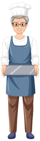 An elderly baker cartoon character illustrationのイラスト素材