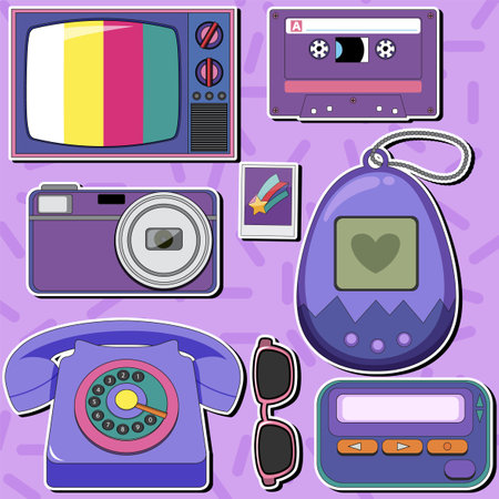 Retro objects and elements set illustration