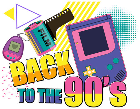 Back to the 90s banner template illustrationのイラスト素材