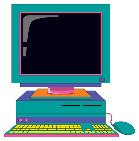 Retro computer device isolated illustration