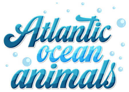 Animals in the Atlantic ocean text   illustrationのイラスト素材