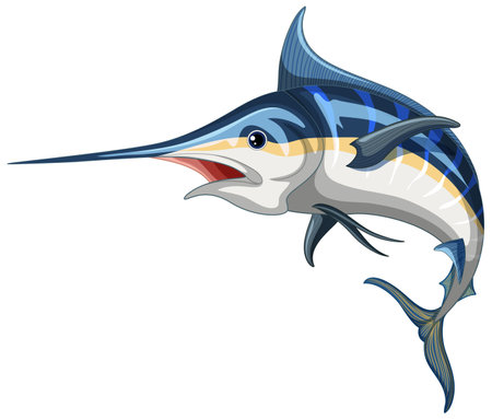 Atlantic blue marlin on white background illustrationのイラスト素材