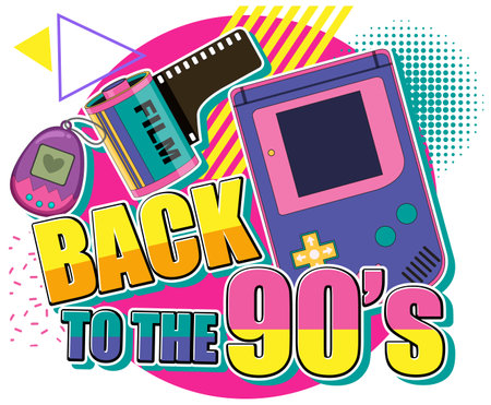 Back to the 90s banner template illustrationのイラスト素材