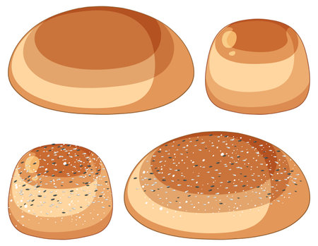 Many bun breads collection illustrationのイラスト素材