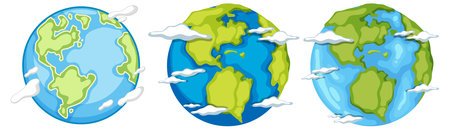 Earth globe planets collection illustrationのイラスト素材