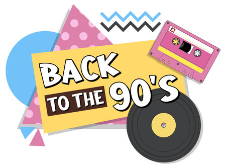 Back to the 90s banner template illustrationのイラスト素材