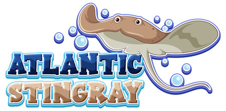 Atlantic stingray   with carton character illustrationのイラスト素材