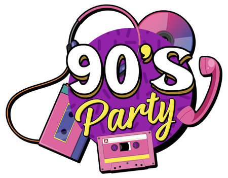 90s party banner template illustrationのイラスト素材