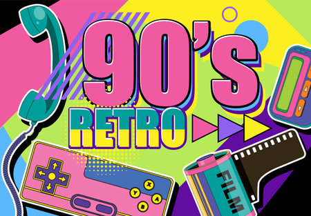 90s party poster template illustrationのイラスト素材