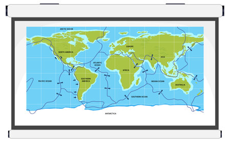 Tectonic plates and landforms illustrationのイラスト素材
