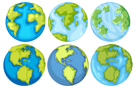 Earth globe planets collection illustrationのイラスト素材