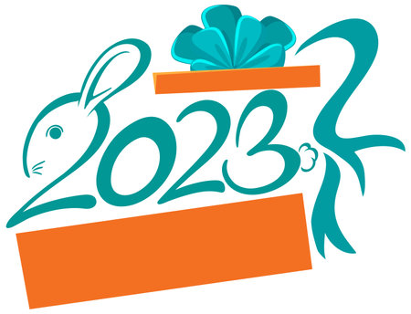 New Year 2023 rabbit sign icon illustrationのイラスト素材